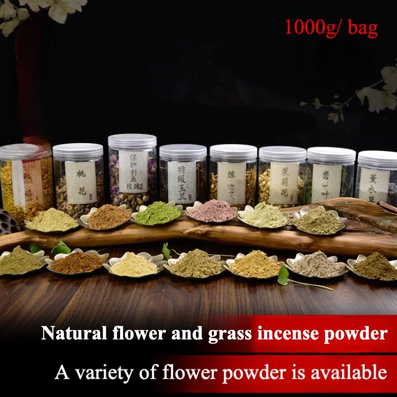 1000g Natural Flowers and Plants Incense Powder Low Temperature Grinding Osmanthus/rose Home Office Air Purification Soothing