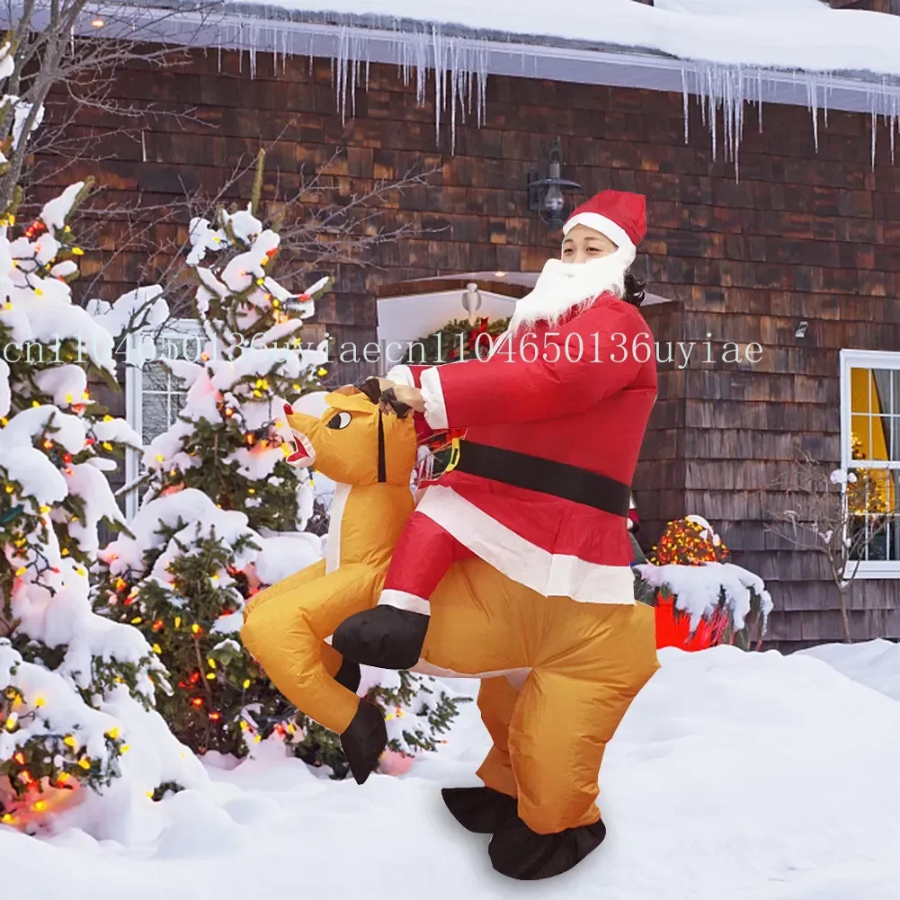 

Christmas gift Adult Christmas Costumes Funny Cartoon Inflatable Costume Reindeer Props Santa Claus Inflated Clothes Party Suit