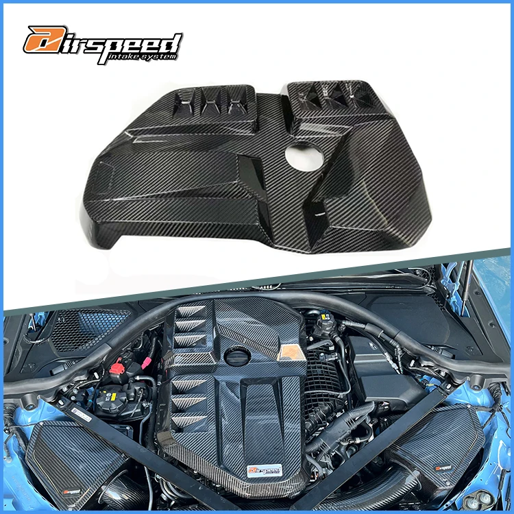 3K Twill & Forged Carbon Weave in Glossy Finish Dry Carbon Fiber Engine Cover for  M3 G80 M4 G82 S58 2021-UP