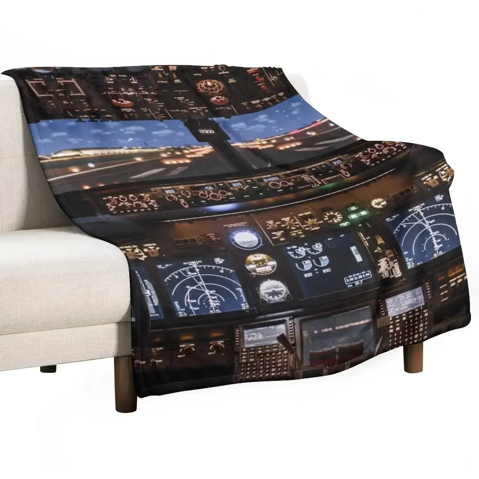 

Airplane Cockpit Travel Aviation Aircraft Throw Blanket wednesday Sofa Summer Soft Blankets