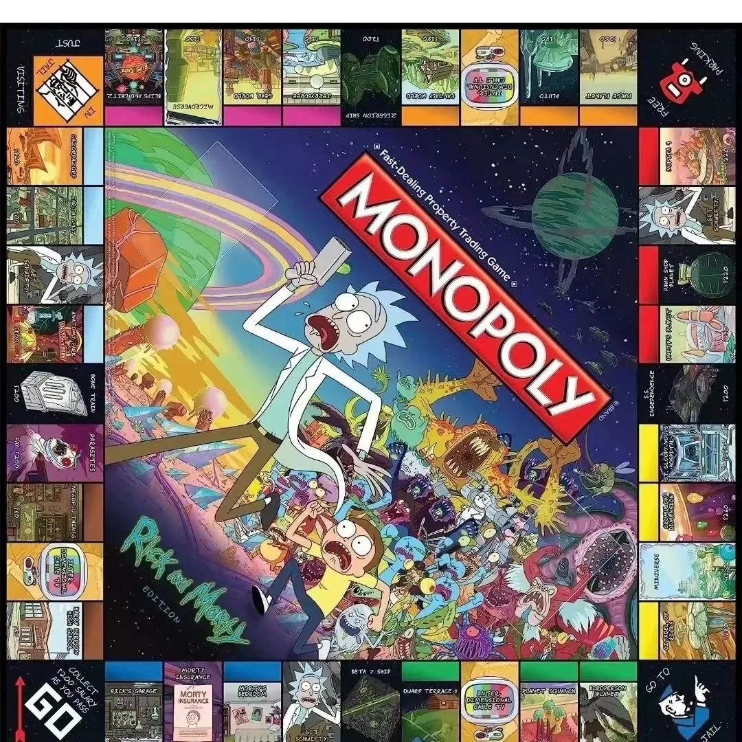 Jeu de société Monopoly Rick et Morty, basé sur la série Hit Adult Swim, jeu de monopole classique sur le thème Rick et Morty