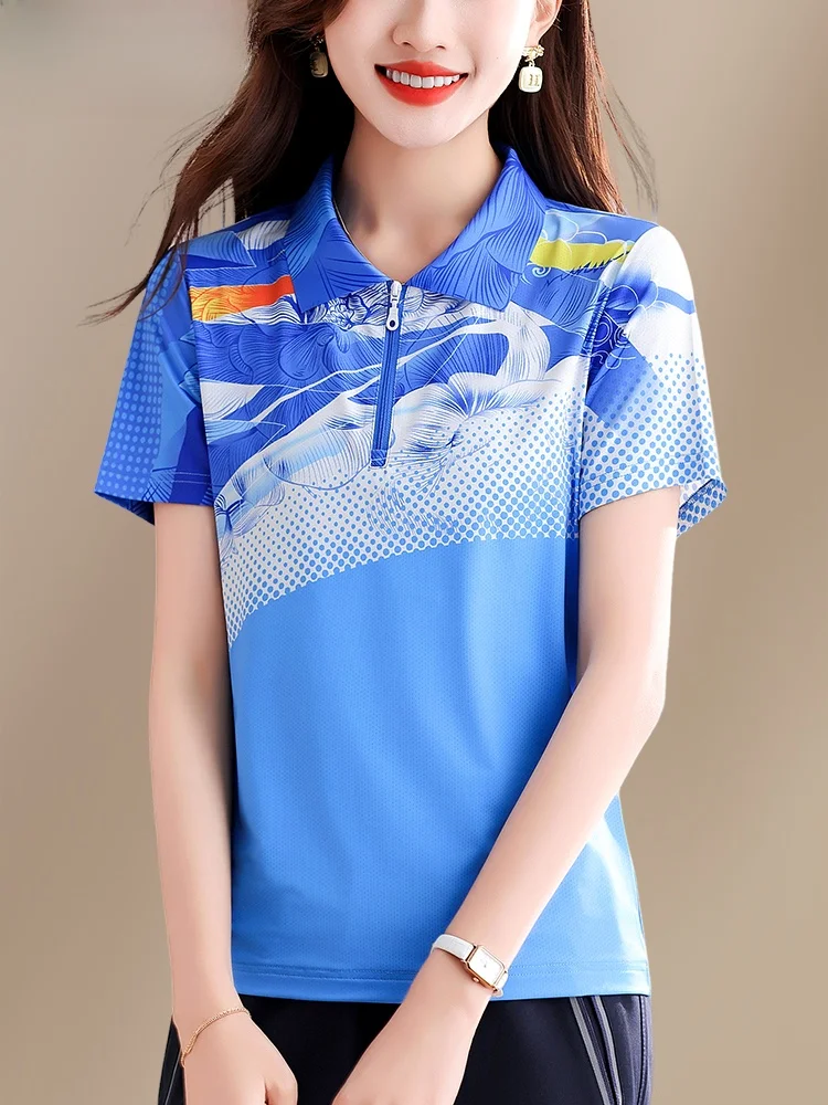 

TUCANO Ladies Ice Silk ort Sve irt Summer Qui Dry Spor Тонкий топ с отложным воротником Удобный корейский сле