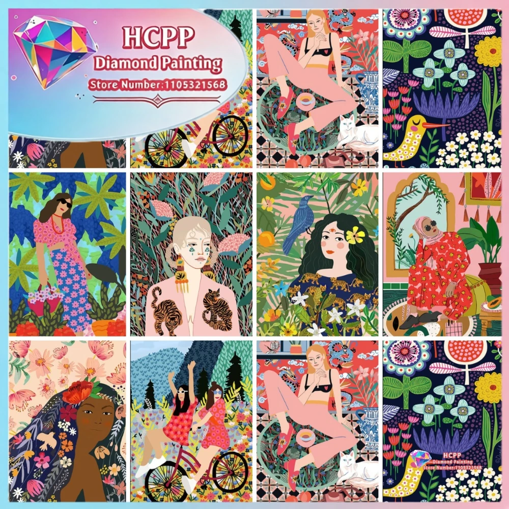 Kit de Pintura de Diamantes con Diseño Abstracto de Chica Marroquí, Diamantes Cuadrados y Redondos, Mosaico 5D DIY, Arte Hecho a Mano, Regalo Exquisito, Decoración para el Hogar