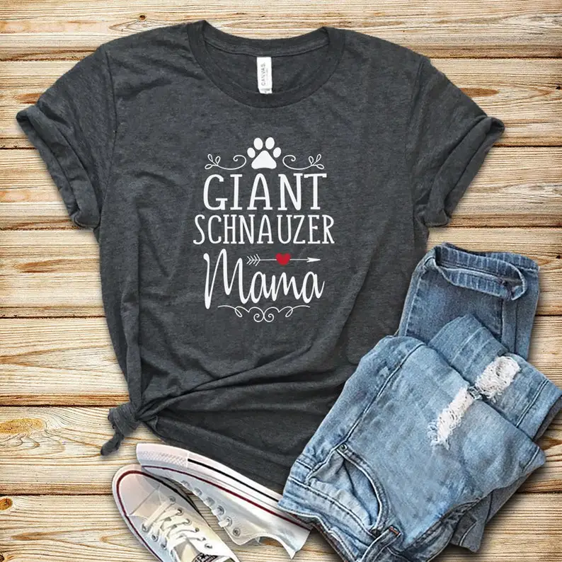 Giant Schnauzers Mama  Shirt  Fashion Short Sleeve Shirt Women Cotton Harajuku Funny Graphic Mom Female Clothing O Neck Tshirts