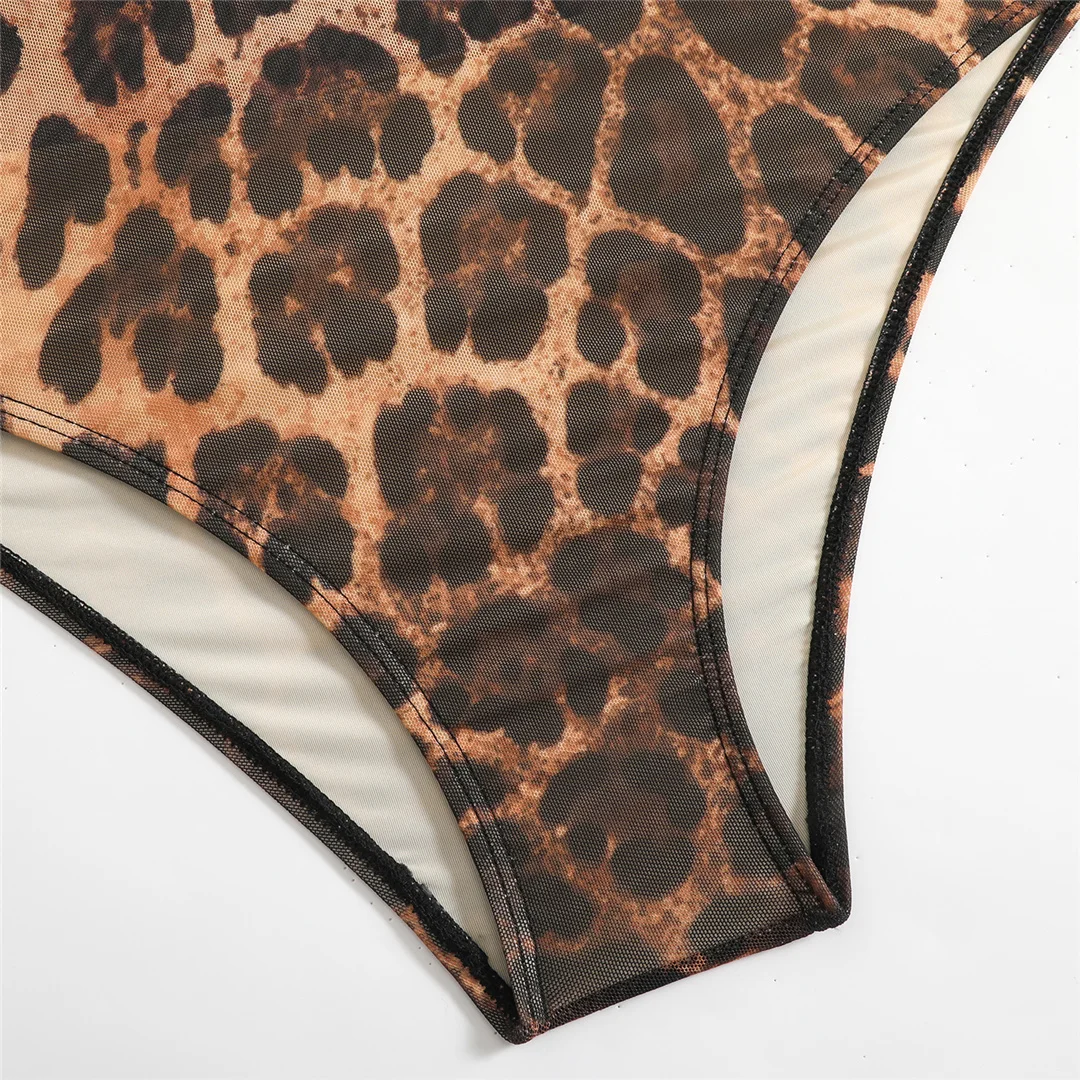 S - XXL 2026 Leopardenmuster mit Rock, Langarm-Einteiler-Badeanzug, Damen-Bademode, hoch geschnittene Beine, Badeanzug, Badebekleidung, Schwimmanzug V7352 – Detail 10
