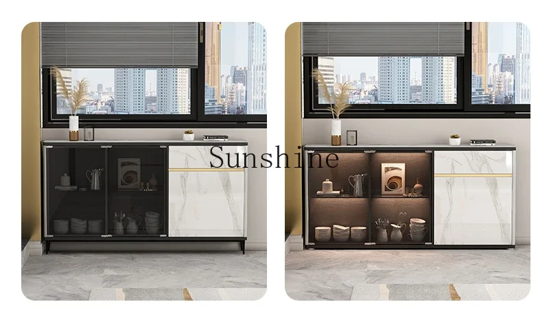 Slate ultra-thin side cabinet sliding door wall cupboard