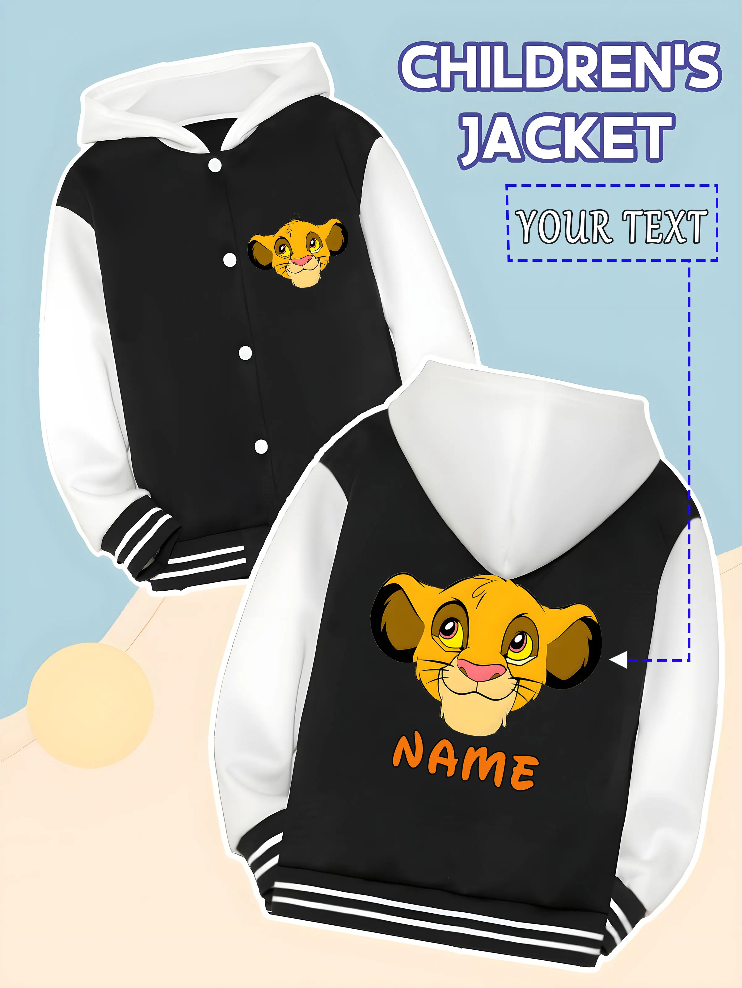 

MINISO Disney "The Lion King" Simba style children's baseball jacket - Simba's cute image, classic and cute, suitable for daily