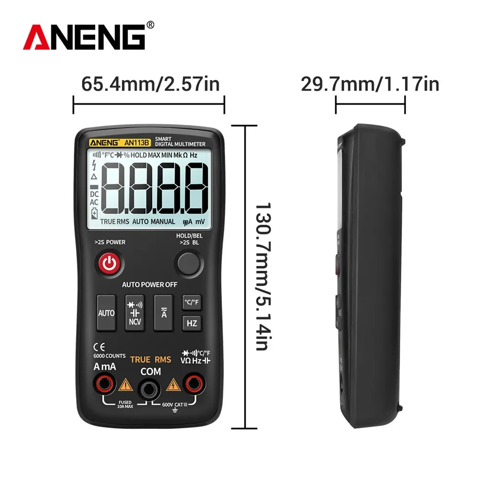 Imagem -06 - Aneng An113b Multimetro Digital Profesional Analogico de Bancada True Rms Automotivo Osciloscopio Multímetro Digital Profissional Analógico Multimeter Capacimetro Digital Testador de Componentes Eletrônicos Ferramentas