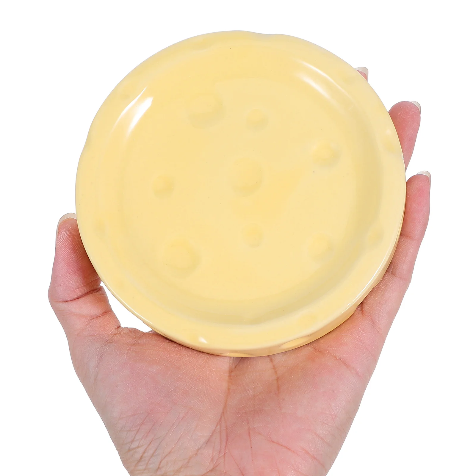 Retro Cheese Shape Ceramic Jewelry Dish Decorative Plate Multi Functional Vanity Bathroom Bedroom Storage Tray Rings Trinkets