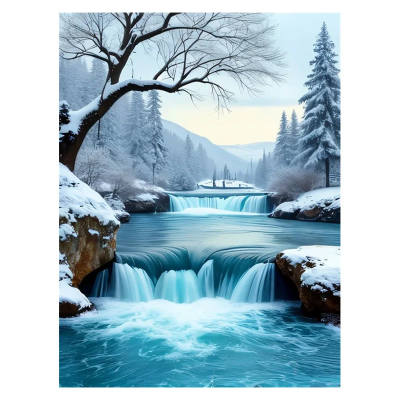 Fluss-Diamantgemälde, Landschaft, Diamant-Mosaik, Baum, neue Kollektion, Heimdekoration