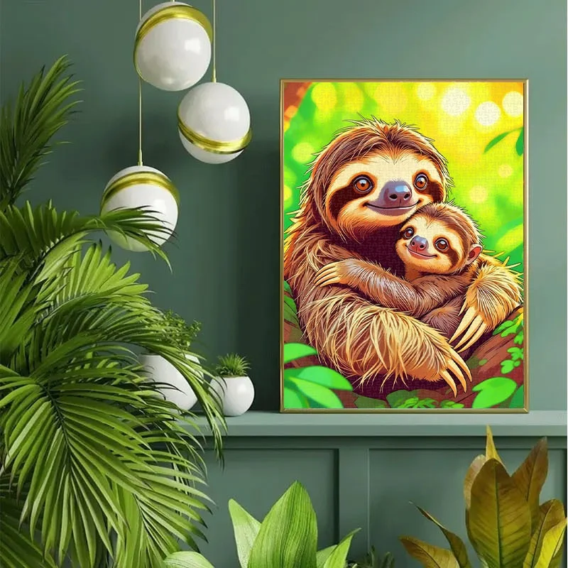 Puzzle di famiglia di bradipo da 1000 pezzi adatto per adulti e famiglie - Libro di puzzle antistress, gioco di cartone portatile fai da te, Ch