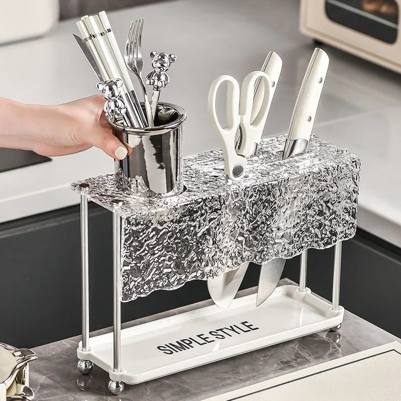 Kitchen Counter Utensil Holder Luxurious Spoon and Knife Rack All-in-One Multifunctional Organizer for Culinary Tools  Kitchens