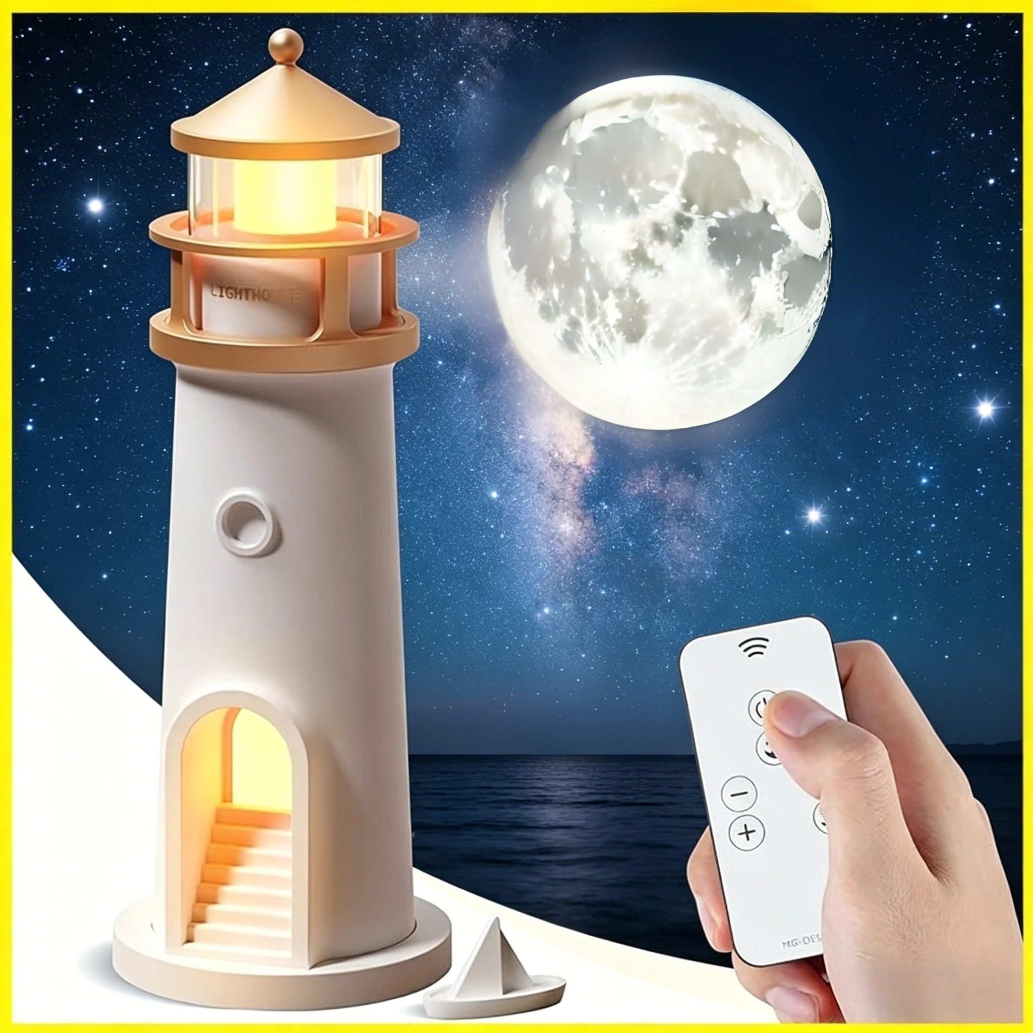 

Lighthouse Night Light Projection Lamp Moonlight Atmosphere Lighting Remote Control Bluetooth Light Desktop Creative Ornaments