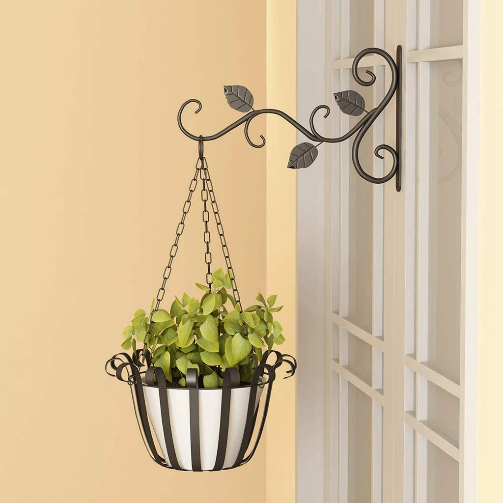 

YWDZ-European Style Wall Hanging Flower Pot Support Bracket Hook Iron Hanger Plants Holder Balcony Home Decor