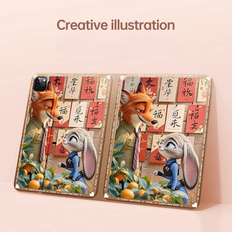 Zootopia لجهاز iPad حافظة ipad Air 4 5 10.9in M2 M3 Pro 4 5 6 12.9in M4 غطاء لوحي Ipad 7 8 9 10 10.2in A16 11in حافظة واقية