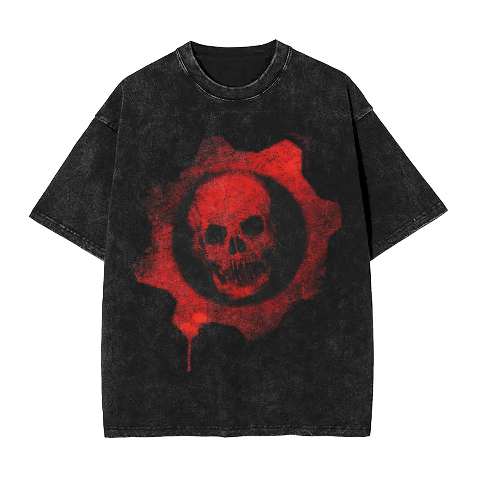 Man T Shirt gears of wars Washed T Shirts Trending  Summer Tees Vintage Design Casual Tops Gift Idea