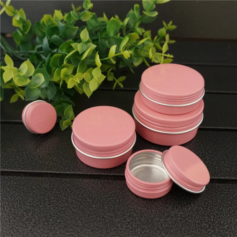 5/10/15/20/30/50/60/80g Empty Round Aluminum Box Metal Tin Cans DIY 30ml Pink Cosmetic Cream Refillable Jar Tea Aluminum Pot