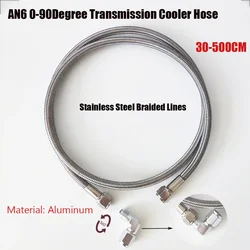 30-500CM Fuel Braided Pipe lines Hose AN6 0-90 Degree Conversion Joint Transmission Cooler Hose Nylon Braided lines Return Line