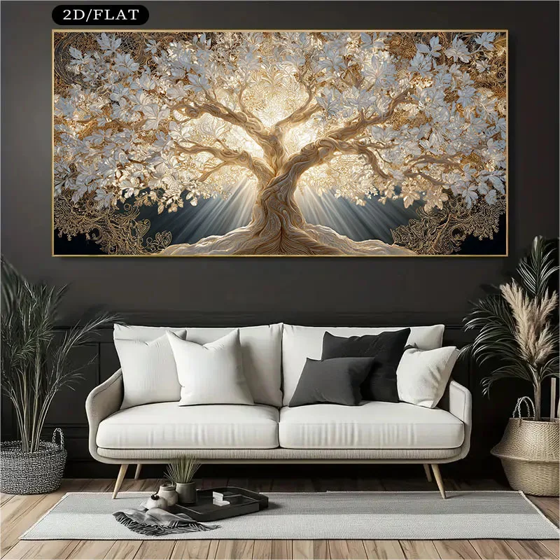 

2Dflat, Tree of Life Wall Art Painting, Modern Tree of Life Canvas Printing, Tree of Life Mural, Living Room Bedroom Decoration