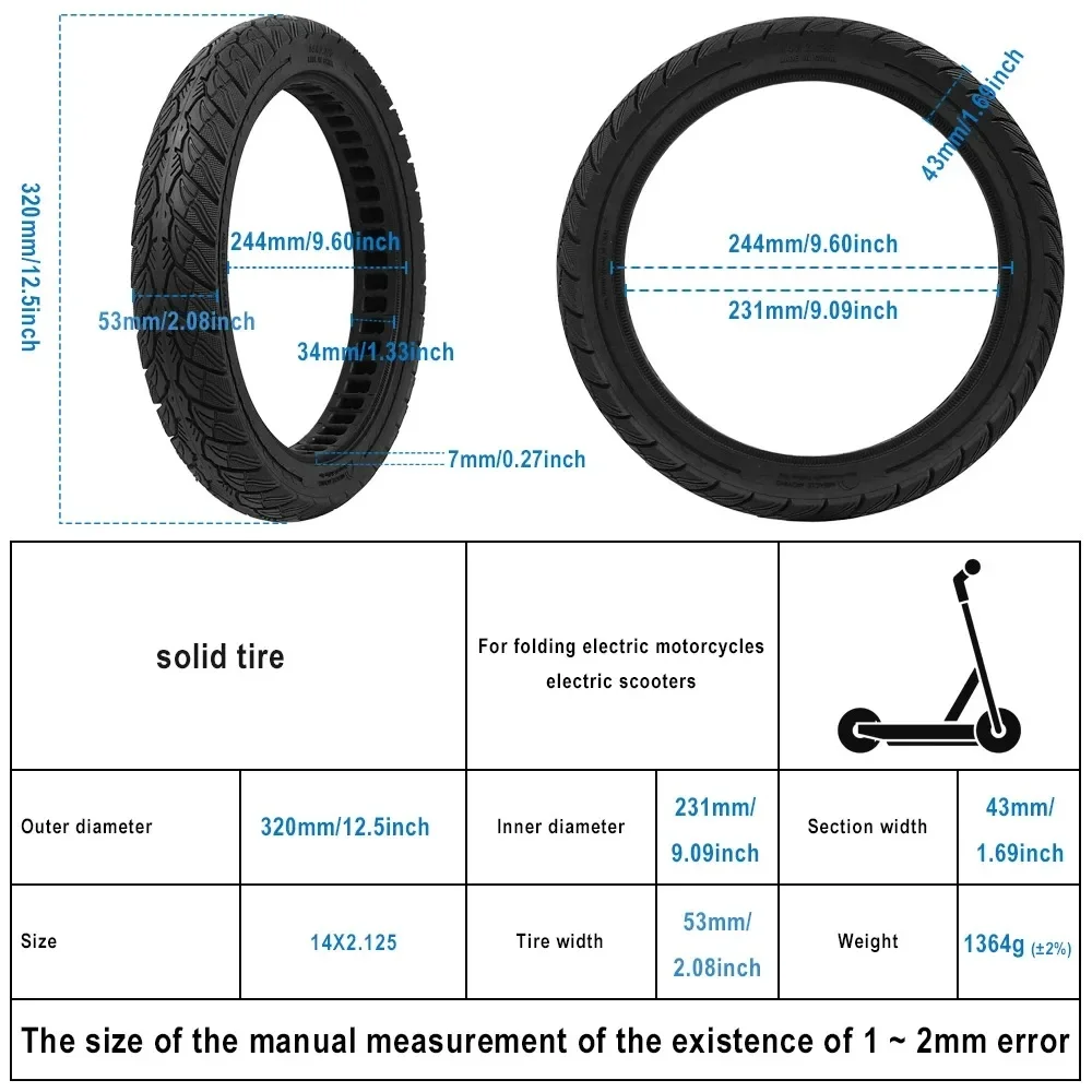14x2.125 Schlauchloser Vakuumreifen Vollreifen für DYU D3 D3+ für Kugoo V1 B2 E-Bike 14 Zoll Faltbares Elektrofahrrad Ersatzrad – Detail 32