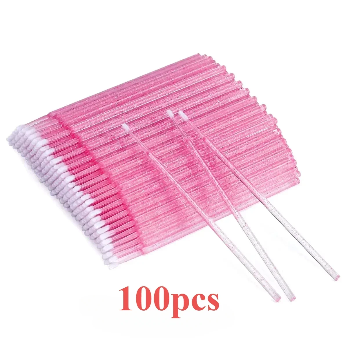 

Crystal Micro Applicator Brush for Eyelash Extension, Micro Cotton Swabs, Lips Mascara Wands Pink Microbrush lashes