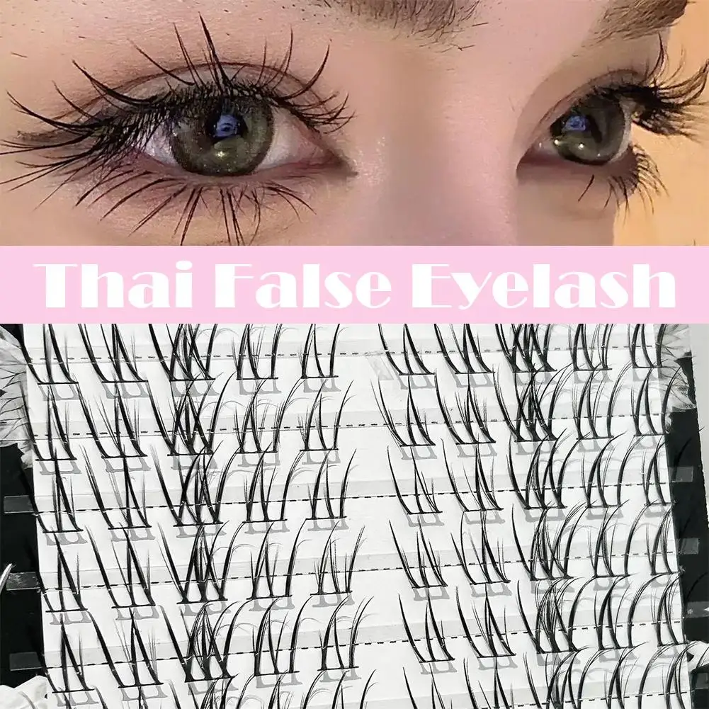 Pestañas postizas de estilo tailandés, sin necesidad de pegamento, extensiones de pestañas voluminosas naturales, grupo de pestañas DIY segmentadas A3V0