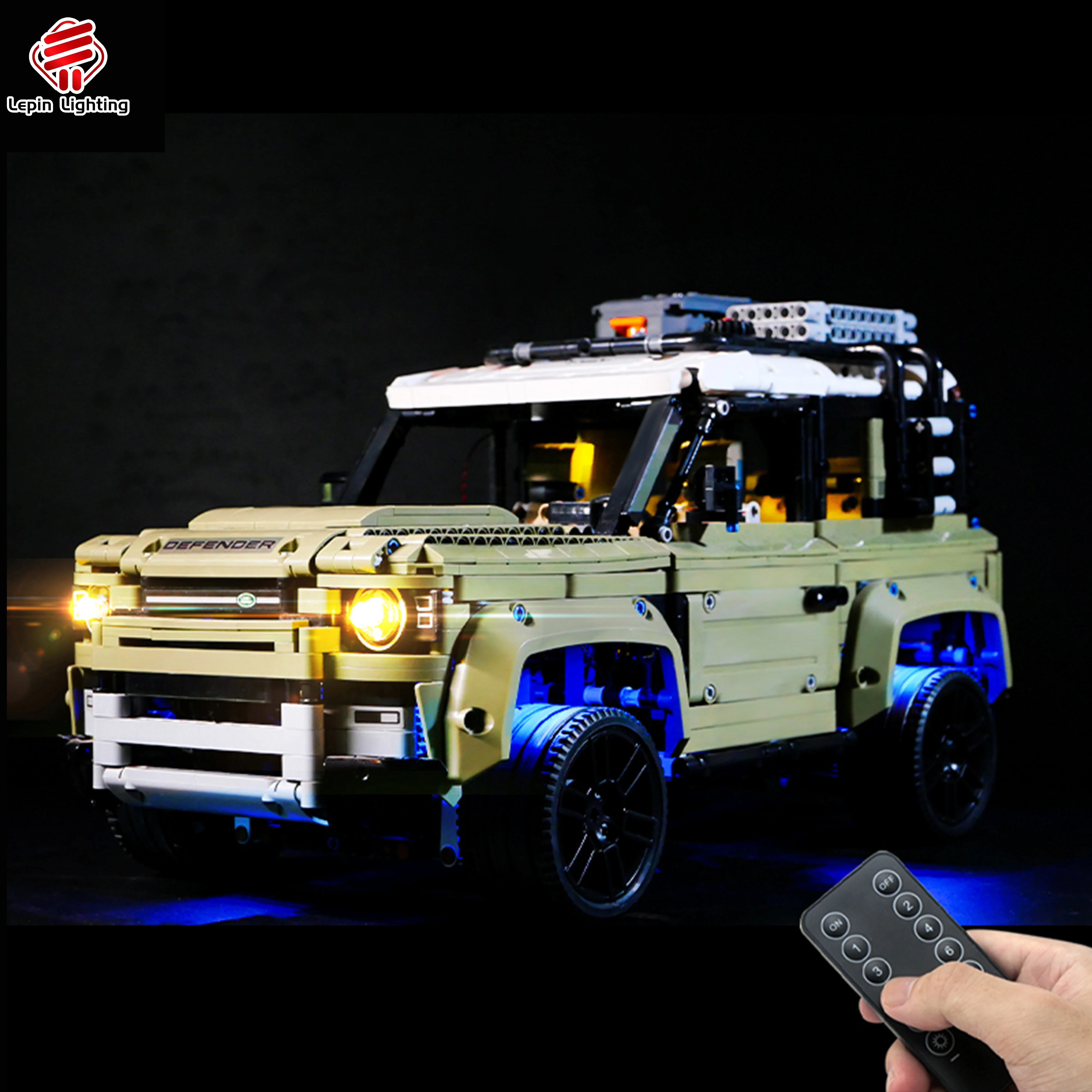 Zestaw DIY z klocków konstrukcyjnych i oświetleniem LED do modelu Technic Off-Road Defender 42110, akcesoria oświetleniowe do kreatywnej ekspozycji i na prezent.