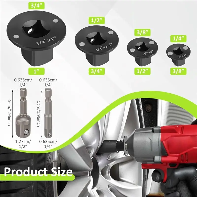 ABJI-Für Tight Space Drive Ratschen-Adapter-Set – Low Profile, 3/4" bis 1", 1/2" bis 3/4", 1/2" bis 3/8", 1/4" bis 3/8"