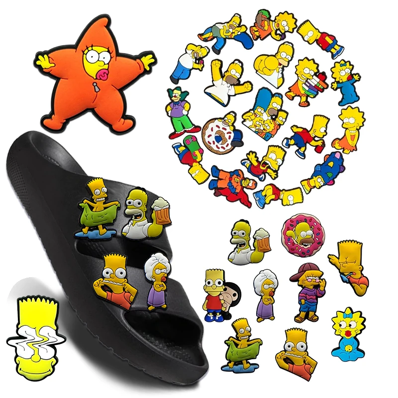 

9-200PCS MINISO Funny Family Cartoon Shoe Charms Garden Shoe Accessories Buckle Fit Clogs Decaration Sandals Decorate Kids Gift