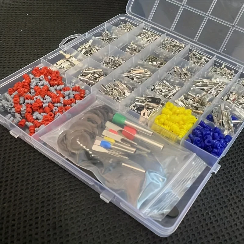 660pcs Car Electrical Wire Terminal Connectors Kit for Automotive Motorcycle, with Crimping Tool, Non-Insulated Plug Removal