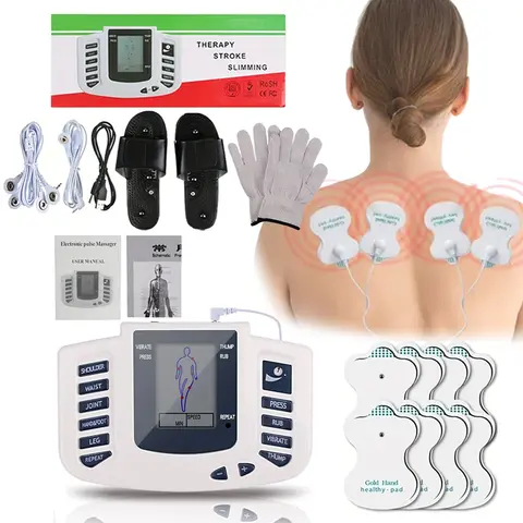 Full Body Tens Muscle Electrostimulator EMS 8 Pads Digital Meridian Physics Massage Relaxed Relieve Fatigue Apparatus Full Set