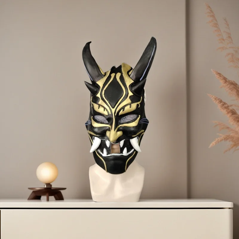 

New Cheap Genshin Impact Xiao Latex Cosplay Masks Resin Helmet Halloween Samurai Mask Demon Props Costume Cosplay