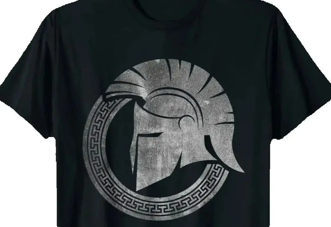 

Spartan Warrior Helmet Ancient Greek Vintage T-Shirt Short Sleeve Casual 100% Cotton O-Neck Men Clothing