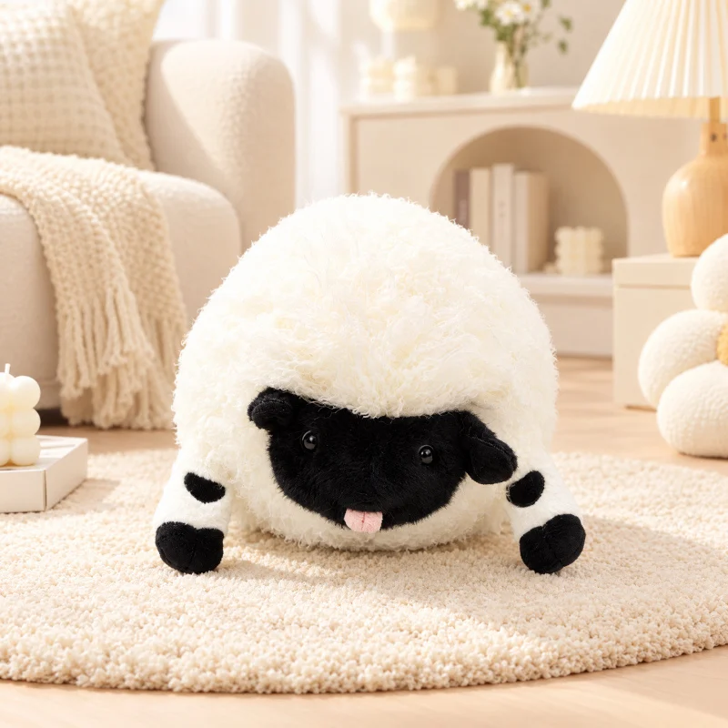 Creative Round Ball Sheep Cute Lamb Plush Toy Soft Stuffed Animal Cartoon Kawaii Fluffly Sheeps Dolls for Girlfried Gifts Decor