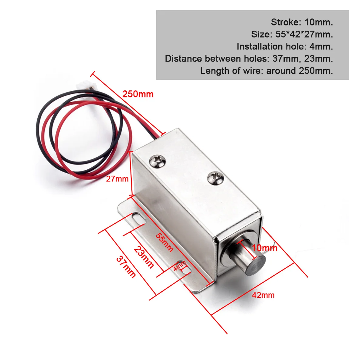 DC12V Mini Electromagnetic Control Lock File Display Cabinet Door Drawer Electric Bolt Lock 55*42*39mm