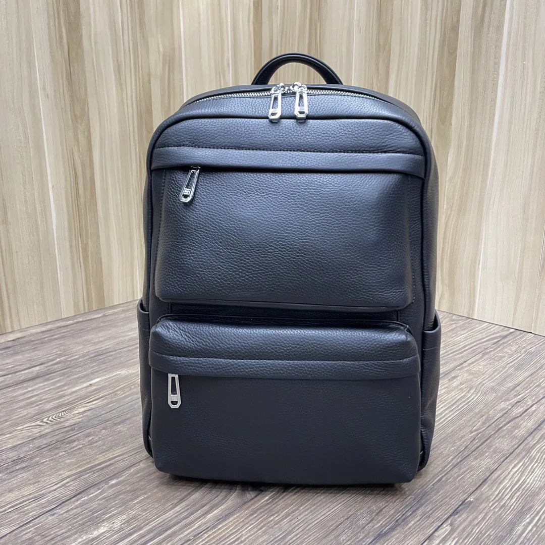 100% Cow Genuine Leather Men Backpacks Fashion Real Natural Leather Student Backpack Boy Luxury Brand Large Computer Laptop Bag