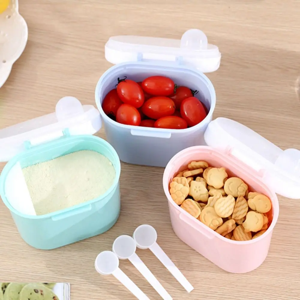 Portable Infant Milk Powder Box with Scoop BPA Free Baby Food Storage Box Large-Capacity Multifunctional