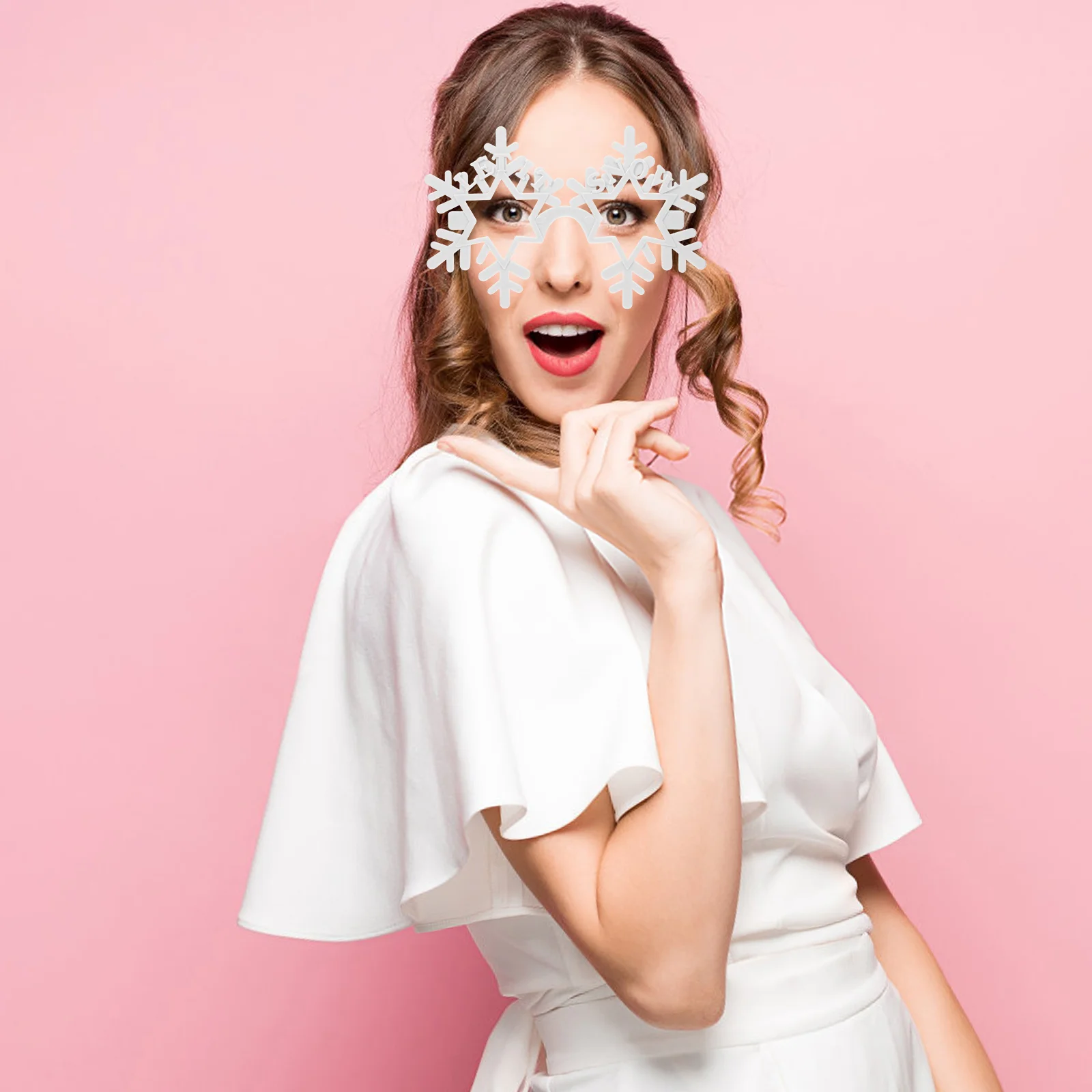 Heart Shaped Sunglasses Snow Snowflake Party Creative Eyeglass Fashion Eyewear Prop White Chic Man