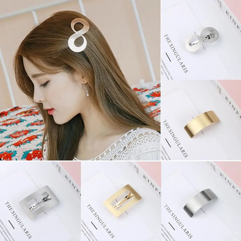 새로운 헤어 액세서리 기하학 사각형 금속 헤어 그립 기하학 헤어 클립 말꼬리 클립 소녀 헤어 그립