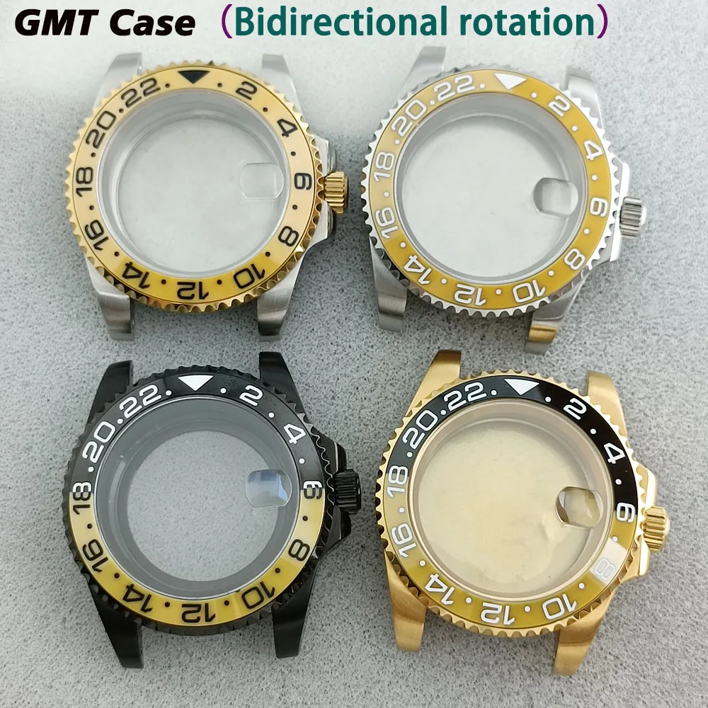 

NH34 GMT Case Ceramic Bezel Case Bidirectional Rotation NH35NH34 Sapphire Glass Men's Waterproof Watch Case