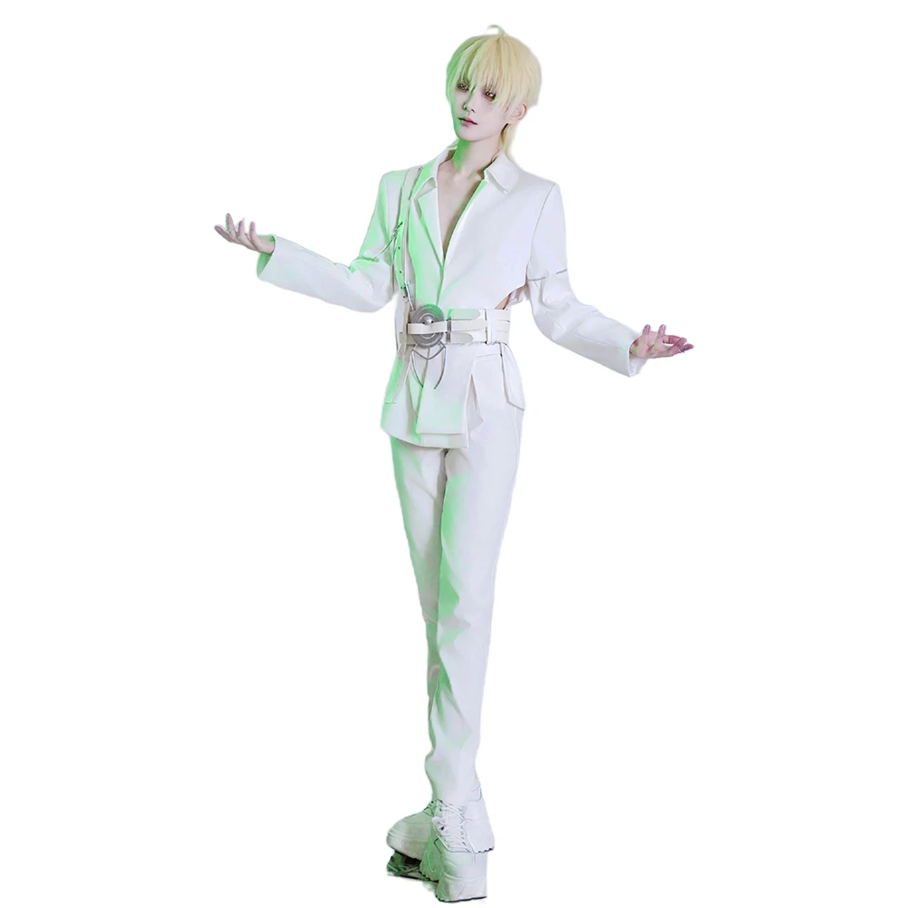 أزياء لوكا التأثيرية أنيمي الغريبة المرحلة التأثيرية 【XS-2XL】WakuWaku-R الرجال الأبيض الجولة 7 وميض ذهب موحدة لوكا تأثيري حجم كبير #6