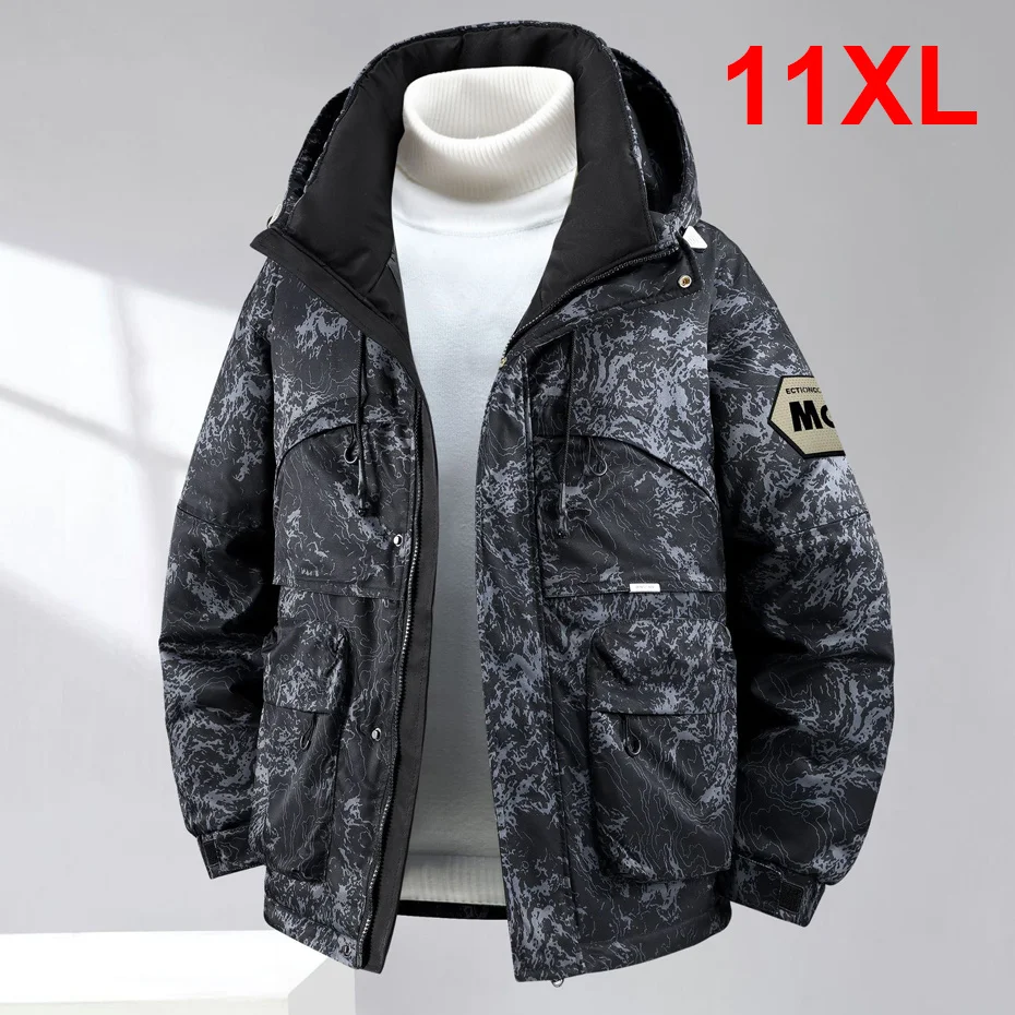 سترة شتوية سميكة للرجال 11XL مقاس كبير سترات مموهة موضة غير رسمية معطف شحن دافئ ملابس خارجية خارجية للرجال مقاس كبير