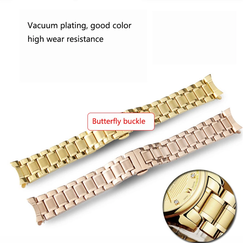 12mm 13 14mm 15 16mm 17mm 18 19mm 20mm 21mm 22 23mm 24mm Curved End Watch Band Full Stainless Steel Wrist Strap Butterfly Buckle