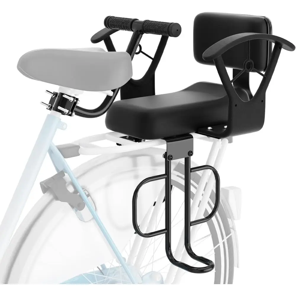 

Adjustable Back-Mounted Child Bike Seat with Armrests and Footrests for All Bike Frames