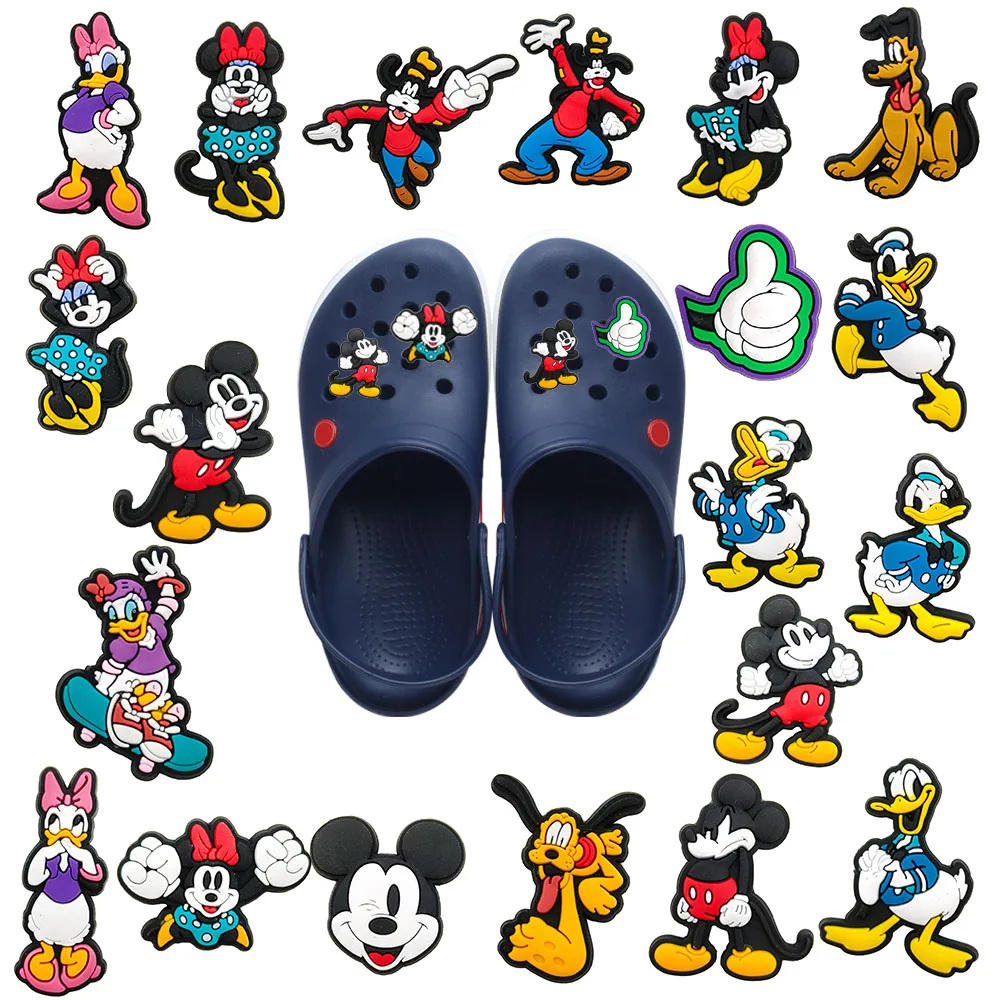 1-20pcs MINISO Mickey Duck Shoe Charms Clog Decorations for  Accesories Wholesale Boys Girls Kids Christmas Party Gifts