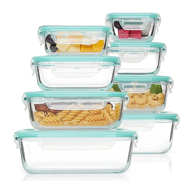 Almacenamiento de alimentos de vidrio, plato lateral, preparación de comida, tupper hermético, contenedores sellados, organizadores de cocina para preservación, fiambrera bento empaquetada