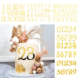 Gouden Spiegel Acryl Hoofdletters Engelse Letter Cake Topper Liefde Hart Verjaardagstaart Decoratie Bruiloft Dessert DIY Cake Toppers