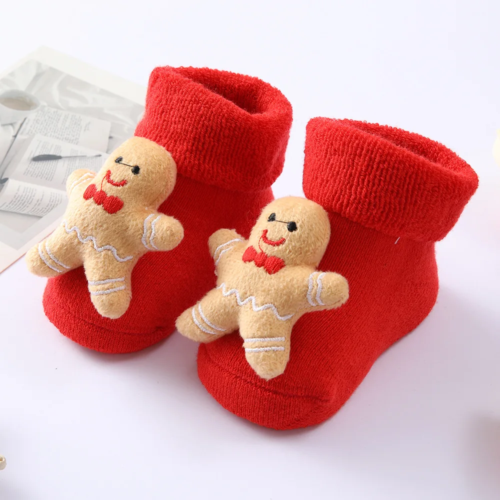 Baby Christmas Socks for Newborns Infant Cotton Short Socks Kids Children\'s Socks for Girls Boys Non-slip Print Toddler Clothing