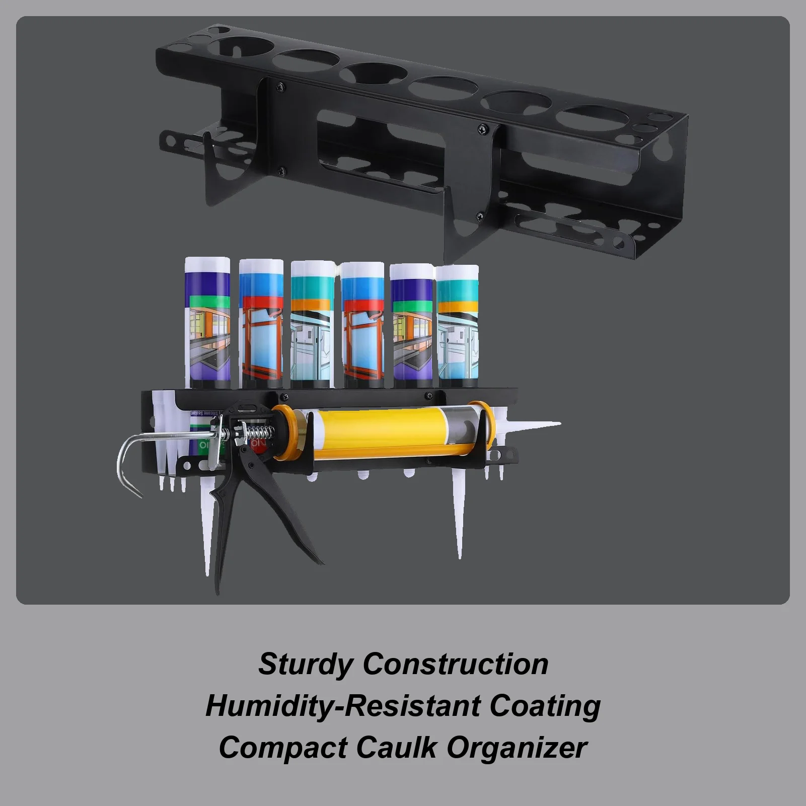 

Caulk Tube Rack Heavy Duty Wall Mounted Workshop Sealant Dispenser Holder Hand Caulking Storage for Construction Workers