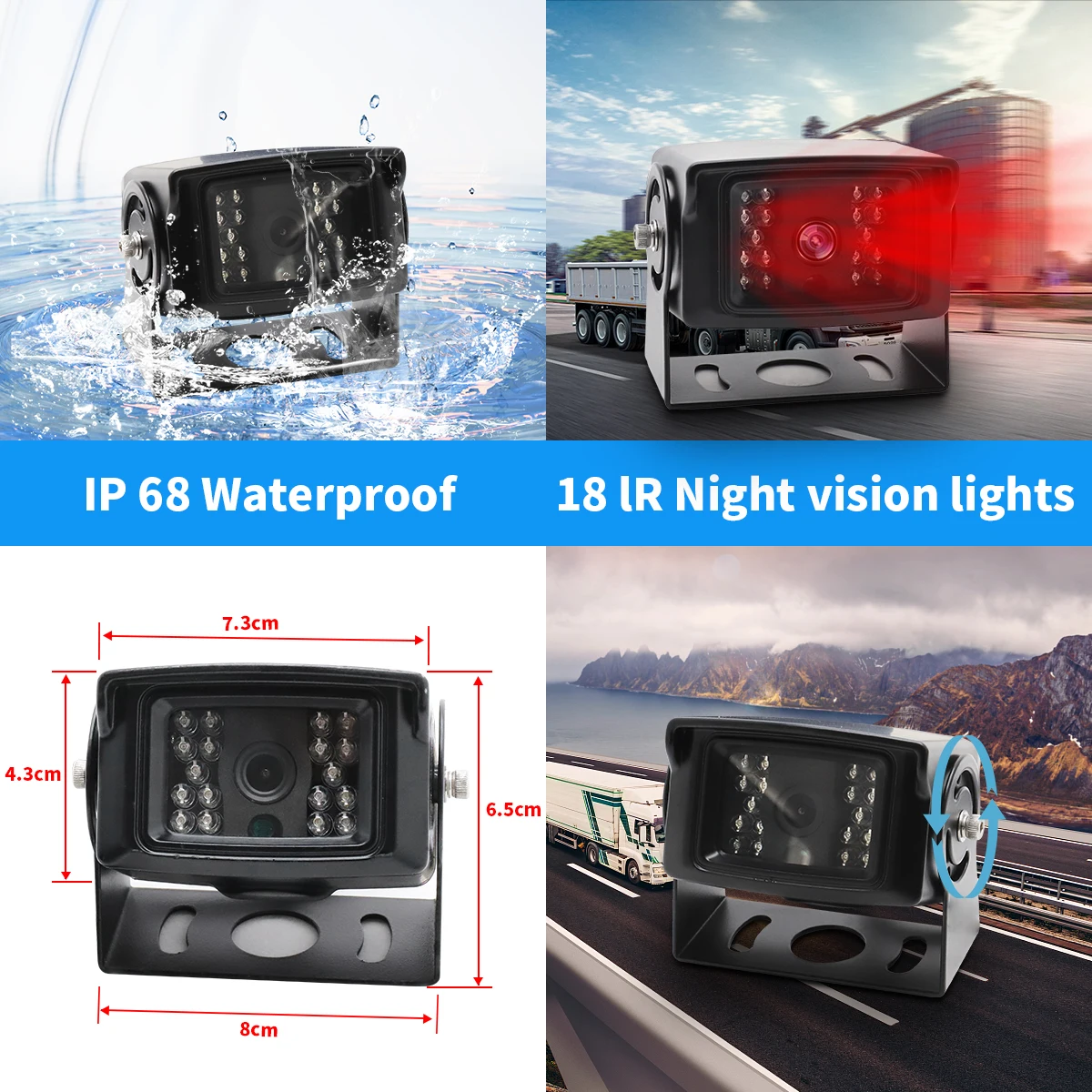 Bus Truck Camera AHD 720P/1080P Rear Front Side View Car Camera Waterproof IP69K Night Vision Reversing Camera